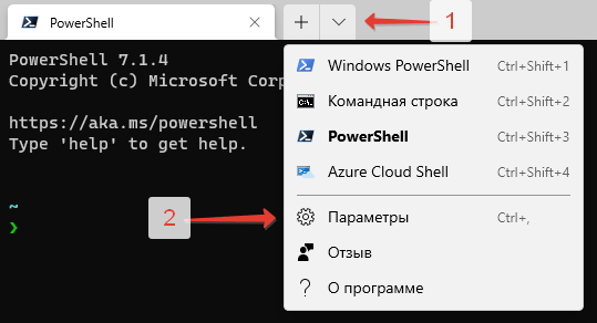 Контекстное меню Windows Terminal